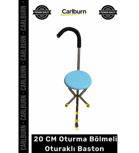 #Baston Dayanıklı Ergonomik Katlanabilir Hafif Kaymaz Taban 20 CM Oturma Bölmeli Oturaklı Baston