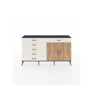 Arges Konsol Tek Raflı 6 Çekmeceli 2 Kapaklı 176x30x99 Antrasit-Çam/Aytaşı
