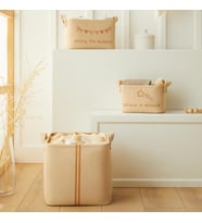 Ocean Home Textile 3'lü Çocuk Odası Jüt Keten Kumaş Sepet Set 1 Adet 24 x 17 x 14 / 1 Adet 30 x 21 x 18 / 1 Adet 30 x 30 x 30 cm