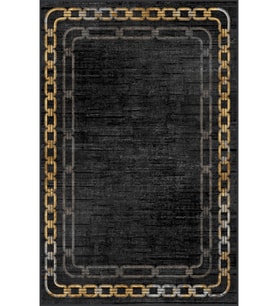 Eliana Home Baskılı, Yıkanabilir Kaymaz Taban Salon Halısı LNA1377-HT901 100x150 cm (Siyah)