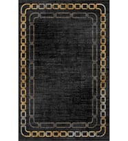Eliana Home Baskılı, Yıkanabilir Kaymaz Taban Salon Halısı LNA1377-HT901 100x150 cm (Siyah)
