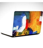 Sarı ve Mavi Beyaz Soyut Laptop Sticker 14 inch (35X26CM)