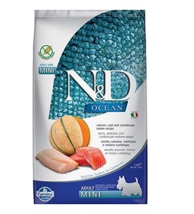 N&D 2.5 Kg Ocean Somonlu Morina Balıklı ve Kavunlu Tahılsız Mini Irk Yetişkin Köpek Maması 2,5kg