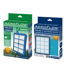 AeroFlow® Philips PowerPro Serisi Elektrikli Süpürgeler ile Uyumlu Filtre Seti  1x FC8038/01 - 1x CRP754/01 (Optimal Hepa)