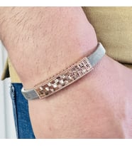 Gümüş Erkek Bileklik,14k Rose Altın Kaplama, Şık Hediye