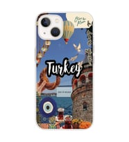 Iphone 14 Plus Uyumlu Türkiye Kolaj Tasarımlı Şeffaf Telefon Kılıfı