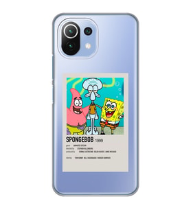 Xiaomi Mi 11 Lite Uyumlu Sunger Bob Minimalist Poster Desenli Şeffaf Telefon Kılıfı
