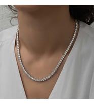 925 Ayar Gümüş 5 mm Beyaz Taşlı Su Yolu Kadın Kolye