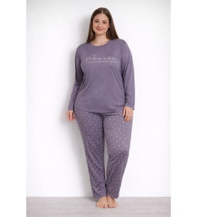 Kadın Büyük Beden 20754 Uzun Kol Milan Pijama Takımı