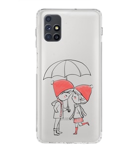Samsung Galaxy M51 Uyumlu Kamera Korumalı Kapak Aşk Tasarımlı  Şeffaf  Kılıf