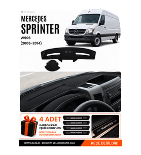 MERCEDES SPRİNTER W906 (2006-2014) Uyumlu Torpido Örtüsü Torpido Kılıfı - Siyah