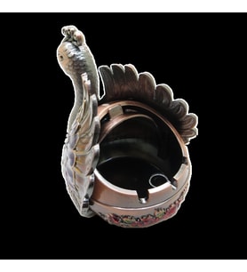 Swarovski Taşlı Tavus Kuşu Masaüstü Küllük - Gizli Hazneli Masaüstü Hediyelik Süs Eşyası  Hediyelik Kutusunda (Karışık)
