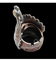 Swarovski Taşlı Tavus Kuşu Masaüstü Küllük - Gizli Hazneli Masaüstü Hediyelik Süs Eşyası  Hediyelik Kutusunda (Karışık)