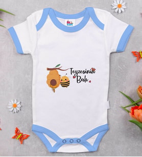 BK Kids Teyzesinin Balı Tasarımlı Mavi Bebek Body Zıbın-1