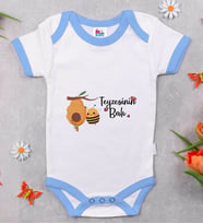 BK Kids Teyzesinin Balı Tasarımlı Mavi Bebek Body Zıbın-1