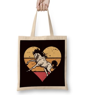 Heart Horse Fan Equestrian Sport Horses Riding Saddle Stable Bez Çanta Uzun Saplı