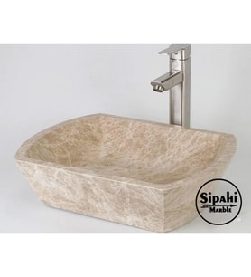 Sipahi Marble Light Emperador Kenarları Oval Kase Lavabo