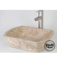 Sipahi Marble Light Emperador Kenarları Oval Kase Lavabo