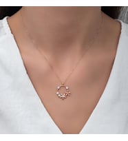 Beyaz Taşlı Rose Manolya Çiçeği Kolye-925 Ayar Gümüş