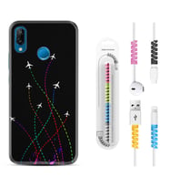 Huawei P20 Lite Mate 10 20 Lite Pro P40 Lite KılıfKablo Koruma Spiral Silikon Line Planet 1736