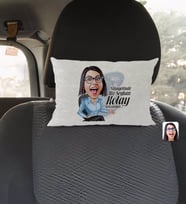 BK Gift Kişiye Özel İsimli Kadın Nihayetinde Karikatürlü Dikdörtgen Araç Koltuk Yastığı-2