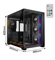 Rampage ARES V2 Temperli Camlı Siyah 7*12cm ARGB Pwm Fan + Kumanda ATX Mid-T Gaming Oyuncu Kasası