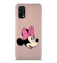 Realme 7 Pro Soft Premier Kapak Minnie Mouse-A Tasarımlı Silikon Kılıf - Pudra (Şeffaf)