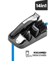 Jest Kablolu Kablosuz Paslanmaz Çelik Standlı Micro Usb'li 14 in 1 Yüz, Saç Erkek Bakım Seti Kiti