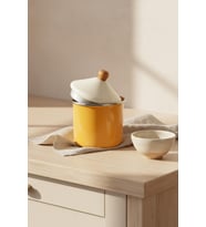 Bambum Nostalji Emaye - Ahşap Saplı Baharatlık Hardal 12 Cm