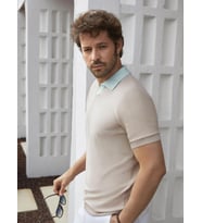 Dufy Bej Erkek Slim Fit Düz Polo Yaka Kazak - 104586