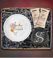 Anneler İçin Kişiye Özel Tasarımlı Kahve Fincanı &Kişiye Özel Mum&Türk Kahvesi Hediye Kutusu