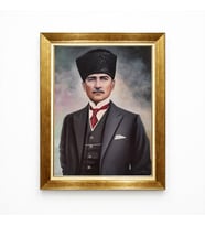Tablore Kalpaklı Atatürk Kanvas Tablo - Yağlı Boya Efektli Milli Mücadele Atatürk Portresi