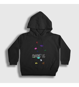 Presmono Unisex Çocuk Siyah Space Among Us Kapüşonlu Sweatshirt 77962tt