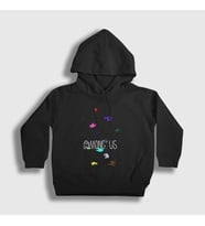 Presmono Unisex Çocuk Siyah Space Among Us Kapüşonlu Sweatshirt 77962tt