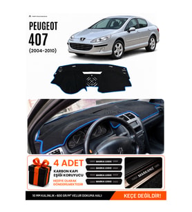 e-biz PEUGEOT 407 (2004-2010) Uyumlu Torpido Koruma, Torpido Örtüsü, Torpido Kılıfı - Siyah-Mavi - PE018