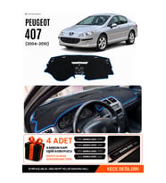e-biz PEUGEOT 407 (2004-2010) Uyumlu Torpido Koruma, Torpido Örtüsü, Torpido Kılıfı - Siyah-Mavi - PE018