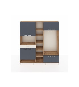 Hyperion Dolap 12 Raflı Tek Çekmeceli 8 Kapaklı 220x44x243 Çam-Antrasit/Aytaşı