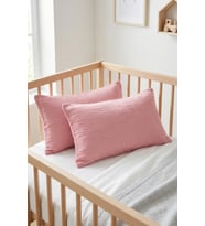 Çift Katlı Müslin Çocuk Yastık Kılıfı %100 Pamuk 35x45 cm 2’li Bebek Çocuk Kılıf Seti Gül Kurusu