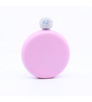 Paslanmaz Çelik Cep Matarası Taşlı Kapak - Pembe (5oz 148 ml) (Metal)