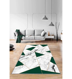 Yeşil Mermer Görünümlü Kaymaz Tabanlı Dekoratif Halı RV168 - 100 x 160 cm
