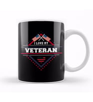 Patriotic I Love My Veteran Military Family Kupa Bardak Porselen