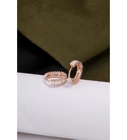 925 Ayar Gümüş Rose Renk Küçük Boy Baget Küpe
