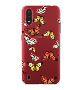 PrintiFy Samsung Galaxy A01 ile Uyumlu 1mm Slim Fit Water Color 2 Baskılı Şeffaf  Kılıf