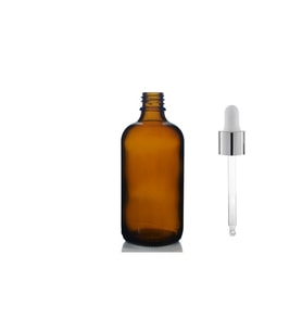 100ml kahverengi cam damlalıklı, 24 adet, Gümüş Kapak Beyaz Emzik, Ecza şişesi, Damlalıklı şişe, propolis şişesi, damlatmalı şişe, saç serum şişesi, ecza şişesi (Amber)