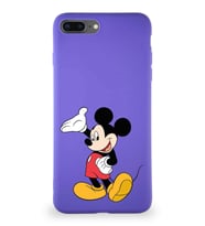 Apple iPhone 8 Plus Soft Premier Kapak Mickey Mouse-C Tasarımlı Silikon Kılıf - Mor (Şeffaf)