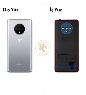 One Plus One Plus 7T Gümüş Arka Kapak Arka Cam Batarya Kapağı Lazer Kesim Kapak Pil Kapağı Back Cover
