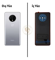One Plus One Plus 7T Gümüş Arka Kapak Arka Cam Batarya Kapağı Lazer Kesim Kapak Pil Kapağı Back Cover