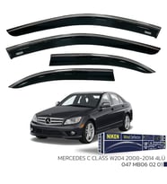 Mercedes C Serisi W204 Kromlu Cam Rüzgarlığı Niken 2008-14 arası uyumlu (Siyah)