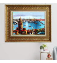 Gold Altın Kalın Çerçeveli Paspartulu Tablo vvb507