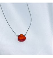 Doğal Dorikalı Garnet Taşı Kalp Model Gümüş Zincir Kolye